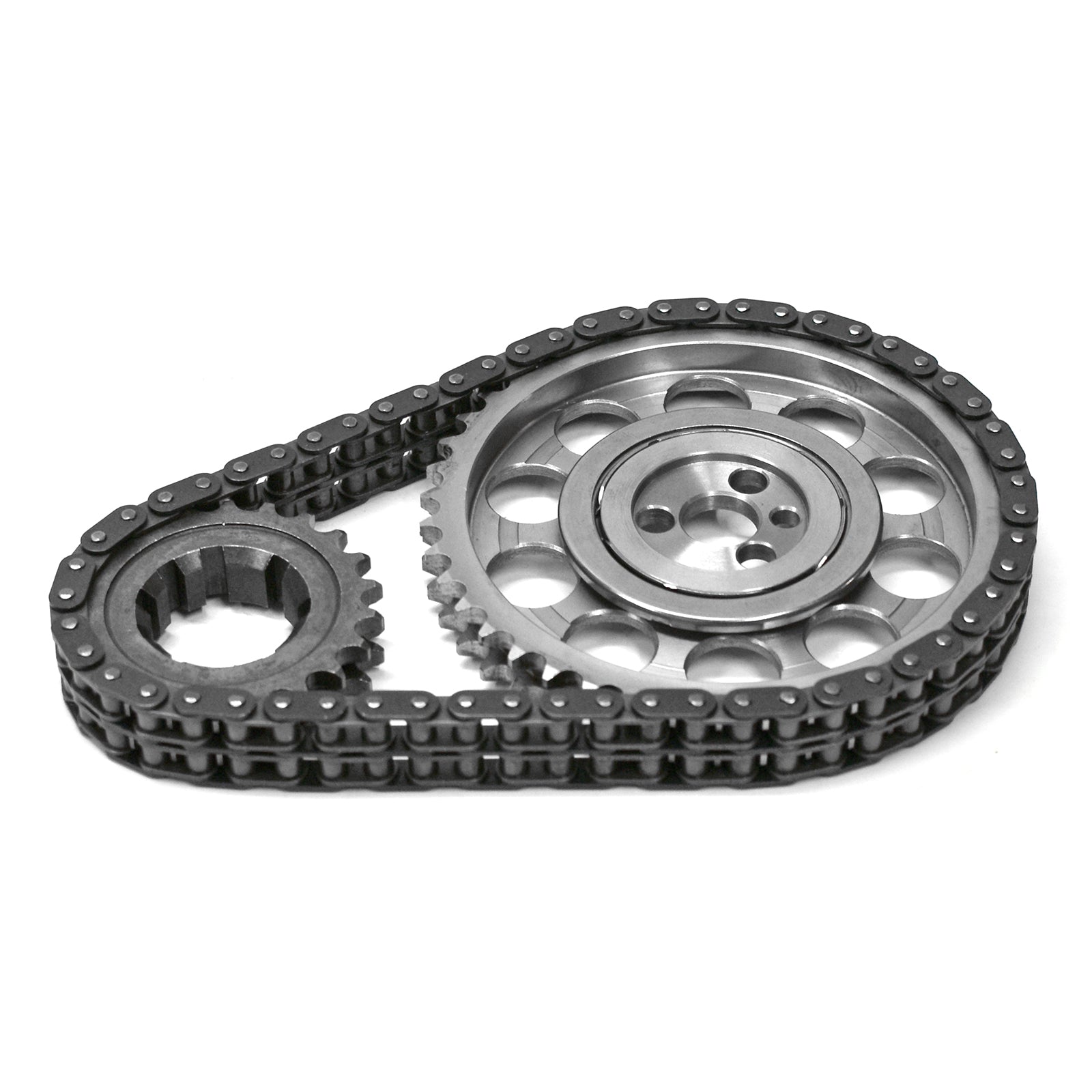 Chevy SBC 350 Late Model Double Roller 9 Keyway Billet Steel Timing Chain Kit(Tor/Brg)